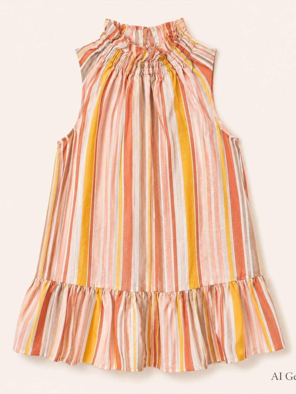 EPHEMERA 100% Linen Garland Striped High Neck Mini Dress Size Medium - Picture 2 of 9
